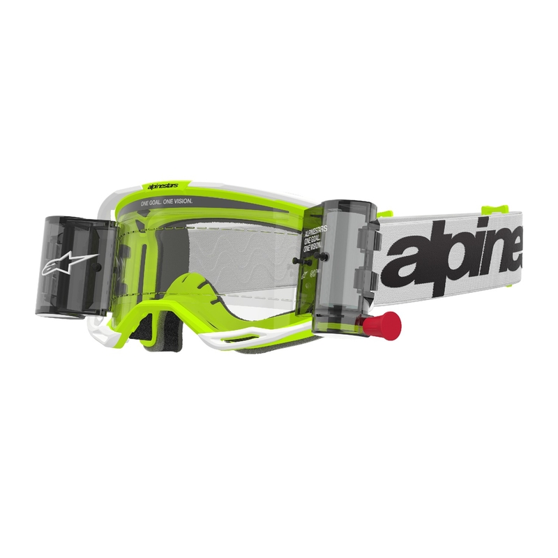 Alpinestars Vision 8 Wordmark ROLL-OFF Wide Vision Motocross Goggles hvid-fluogul med klar linse