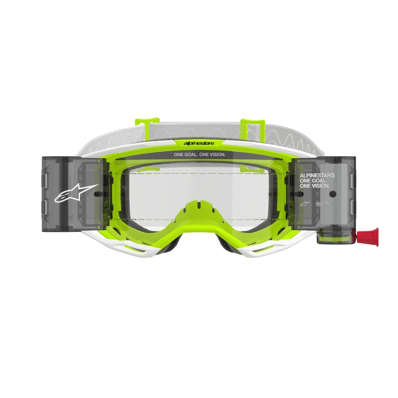 Alpinestars Vision 8 Wordmark ROLL-OFF Wide Vision Motocross Goggles hvid-fluogul med klar linse