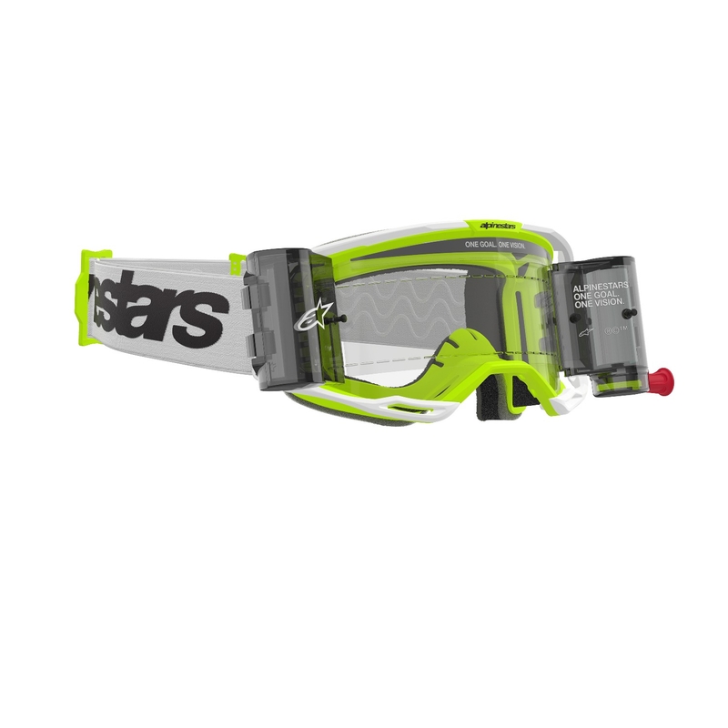 Alpinestars Vision 8 Wordmark ROLL-OFF Wide Vision Motocross Goggles hvid-fluogul med klar linse
