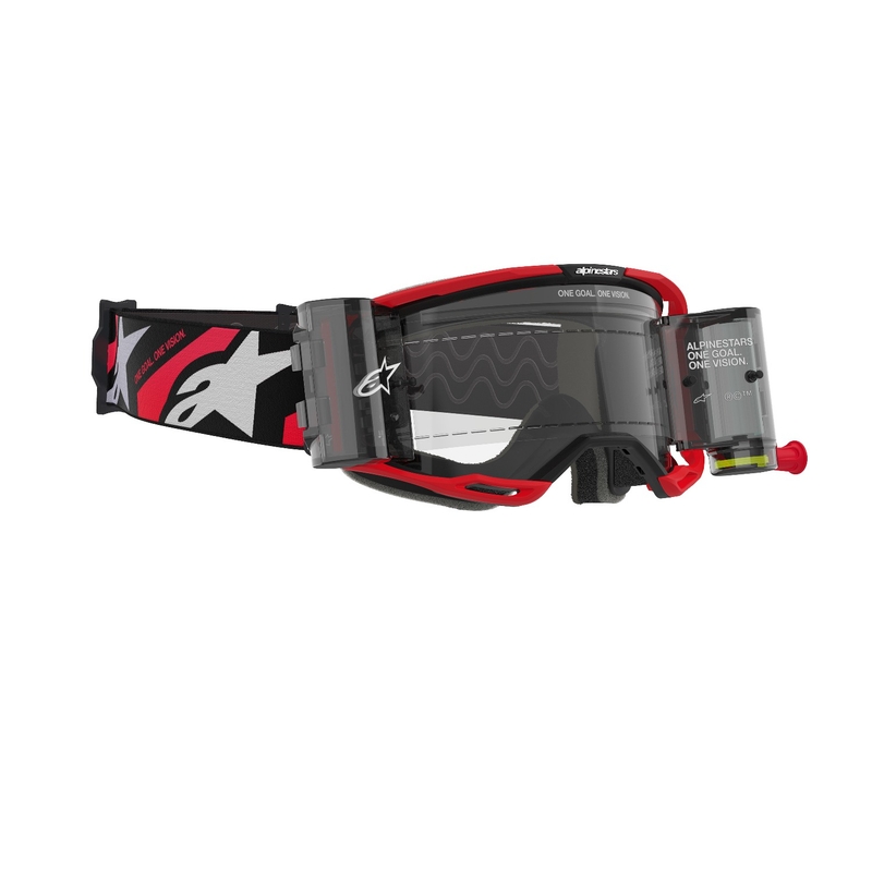 Alpinestars Vision 8 Luar ROLL-OFF Wide Vision Motocross Goggles rød og sort med klar linse
