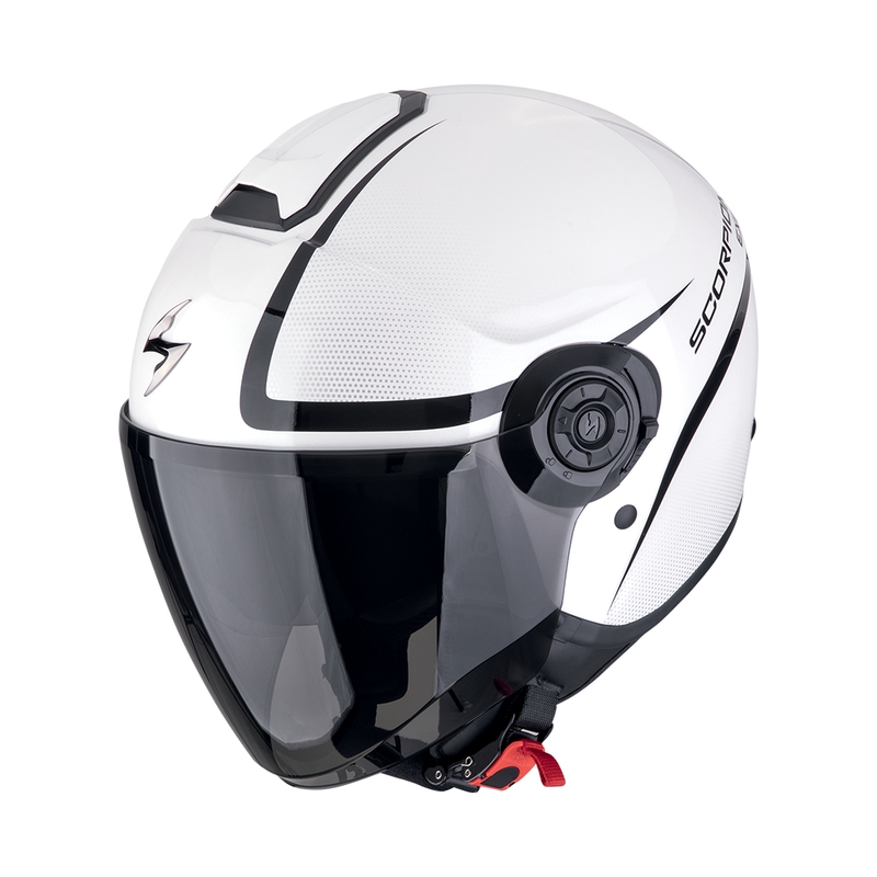Åben motorcykelhjelm Scorpion EXO-CITY II INTERCITY hvid-sort udsalg