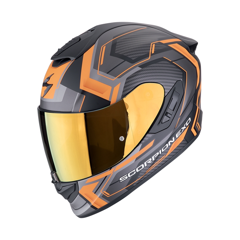 Integreret motorcykelhjelm Scorpion EXO-1400 EVO II AIR LINART mat sort-orange udsalg