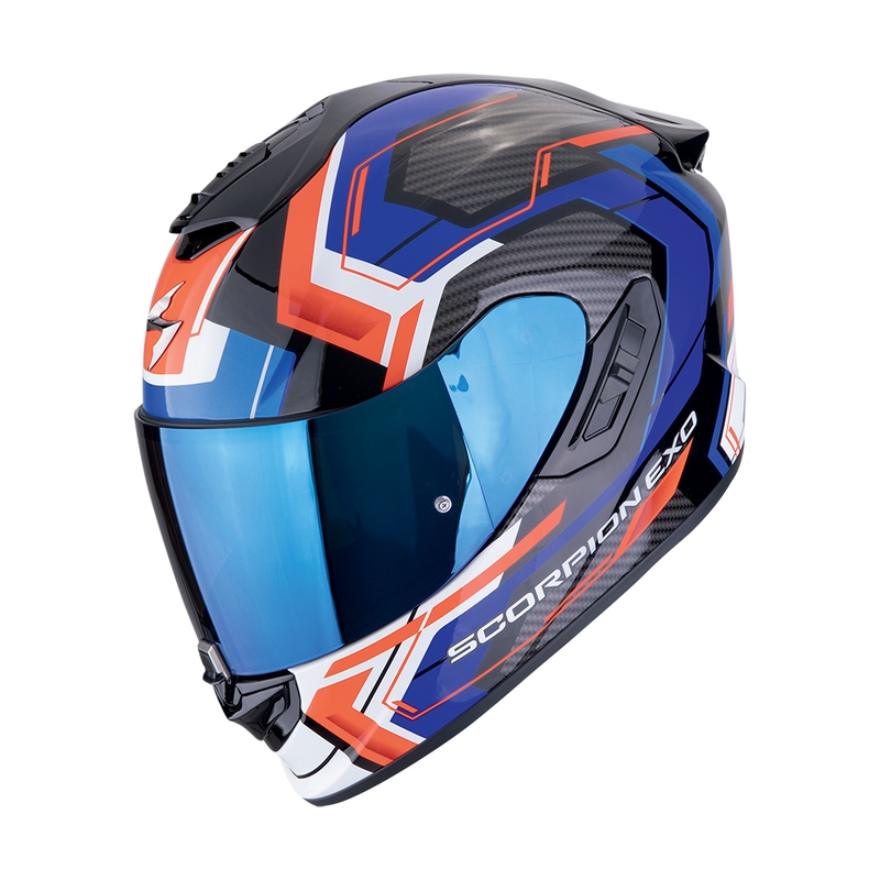 Integreret motorcykelhjelm Scorpion EXO-1400 EVO II AIR LINART sort-blå-rød