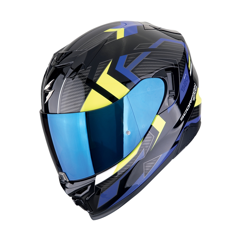 Integreret motorcykelhjelm Scorpion EXO-520 EVO AIR SENSUS sort-blå-fluogul udsalg
