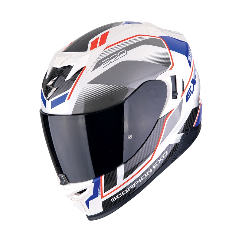 Integreret motorcykelhjelm Scorpion EXO-520 EVO AIR LENA pearl white-blue udsalg