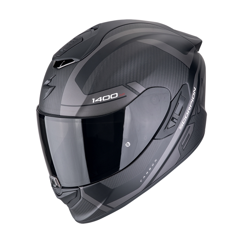 Integreret motorcykelhjelm Scorpion EXO-1400 EVO II CARBON AIR ENKO mat sort-sølv udsalg