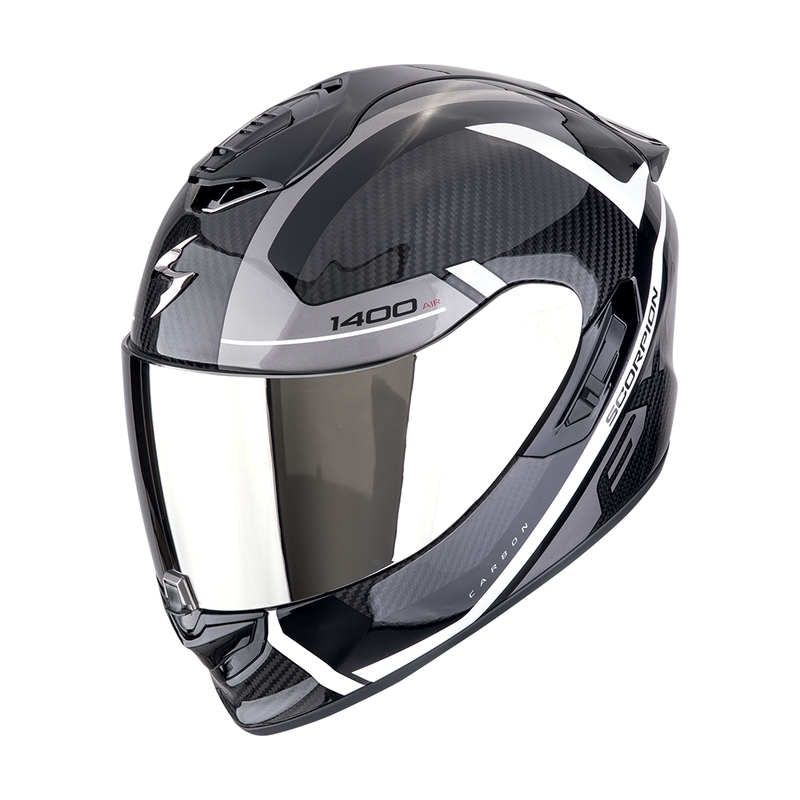 Integral motorcykelhjelm Scorpion EXO-1400 EVO II CARBON AIR ENKO sort-sølv-hvid udsalg