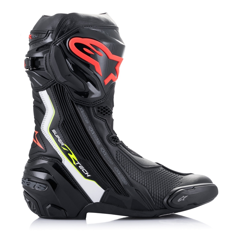 Alpinestars Supertech R Black-White-Fluo Red-Fluo Yellow motorcykelstøvler