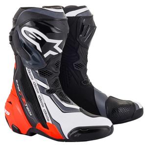 Alpinestars Supertech R sort-fluoro rød-hvid-grå motorcykelstøvler
