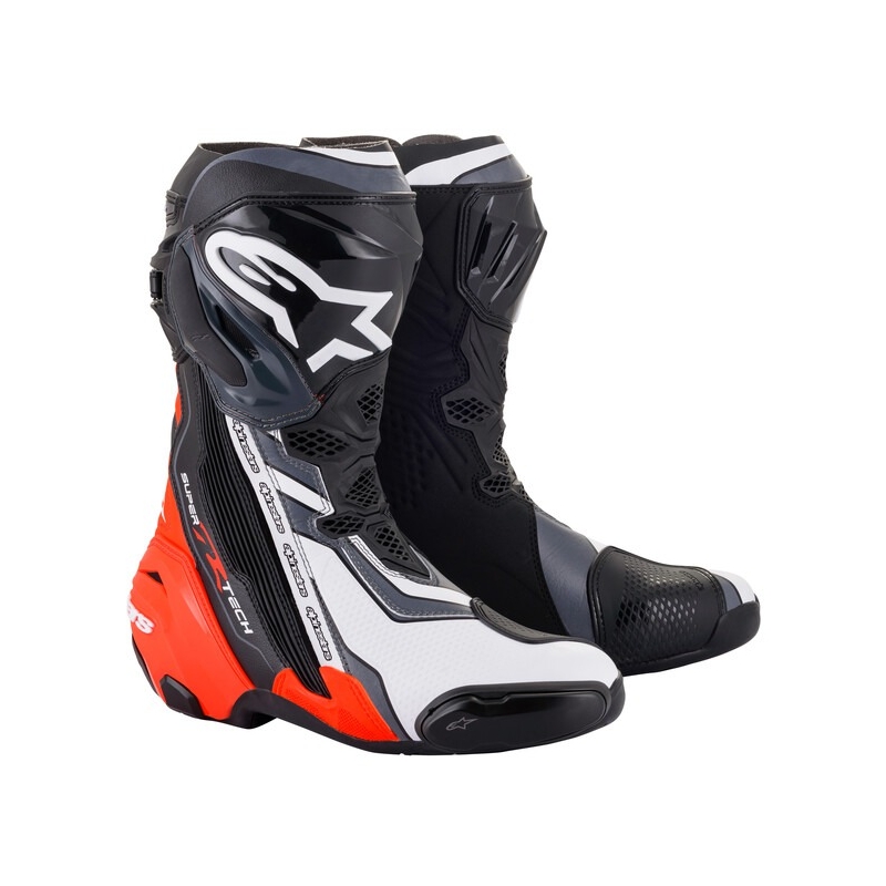 Alpinestars Supertech R sort-fluoro rød-hvid-grå motorcykelstøvler
