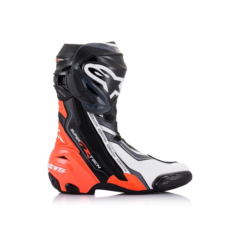 Alpinestars Supertech R sort-fluoro rød-hvid-grå motorcykelstøvler