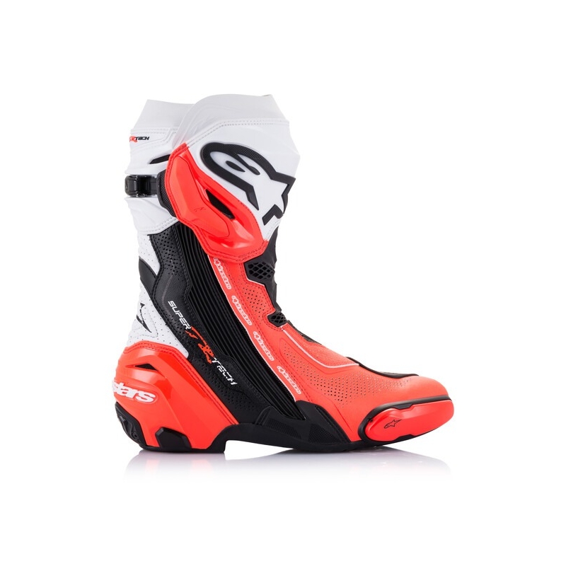 Alpinestars Supertech R Vented Black-White-Fluo Red motorcykelstøvler