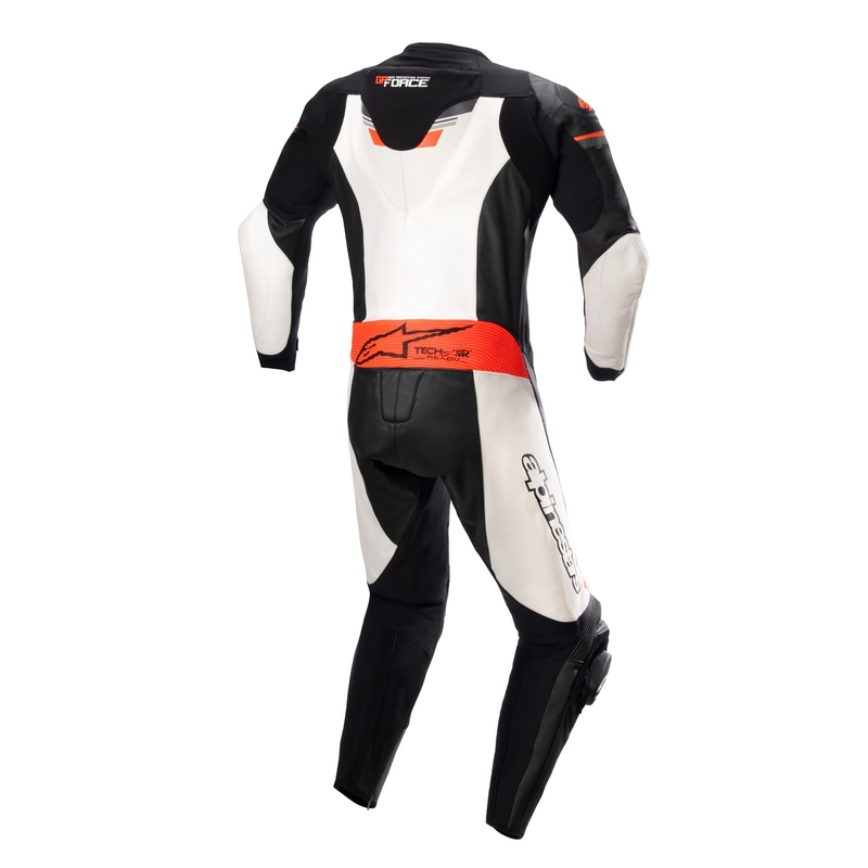 Alpinestars GP Force TECH-AIR 5 kompatibel sort-hvid-fluorrød motorcykeldragt i ét stykke læder