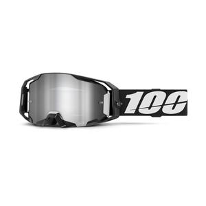 Motocrossbrille 100 % ARmatic sort med sølvfarvet spejlplexi