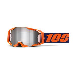 100 % ARmatic Neon Orange motocrossbriller med sølvfarvet plexiglas