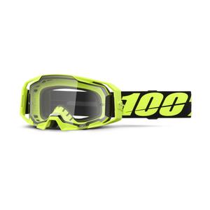 Motocrossbriller 100% ARmatic Neon Yellow med klart plexi