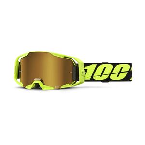Motocrossbriller 100% ARmatic Neon Yellow med guldfarvet plexi