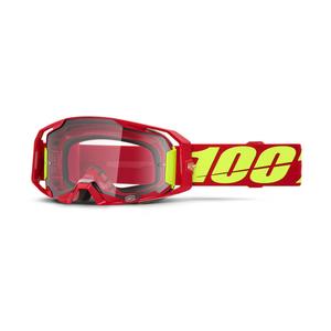 Motocrossbriller 100% ARmatic rød med klar plexi