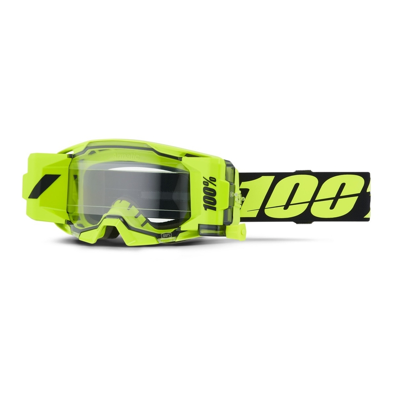 Motocrossbriller 100% ARmatic Forecast gul med klar plexi