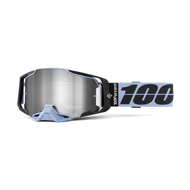Motocrossbriller 100% ARMEGA PETROS sølvfarvet plexi