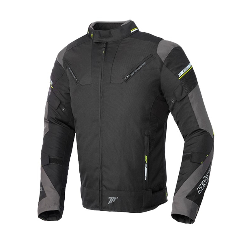 Motorcykeljakke SEVENTY DEGREES SD-JR69 sort-fluogul