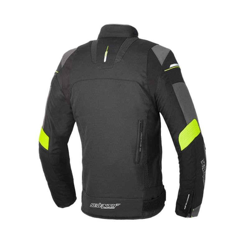 Motorcykeljakke SEVENTY DEGREES SD-JR69 sort-fluogul