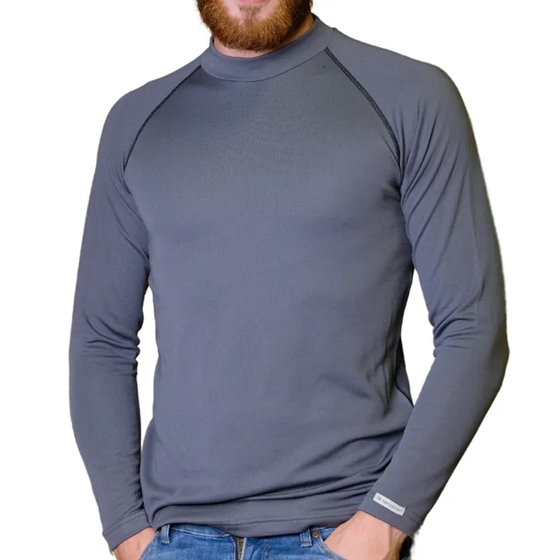 Termo-T-shirt til mænd nanosilver® Merino Stone grå-sort udsalg