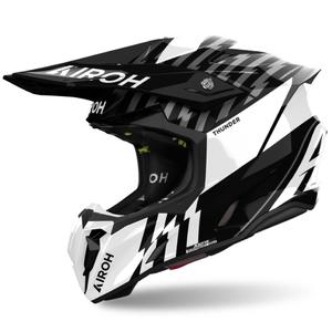Motocrosshjelm Airoh Twist 3 Thunder blank sort og hvid