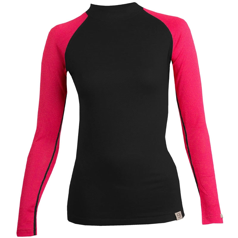Termotrøje til kvinder nanosilver® Kombi MERINO sort-pink