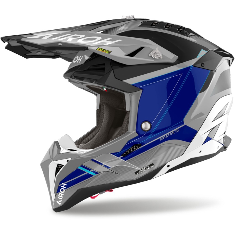 Motocrosshjelm Airoh Aviator 3 Saber blank blå