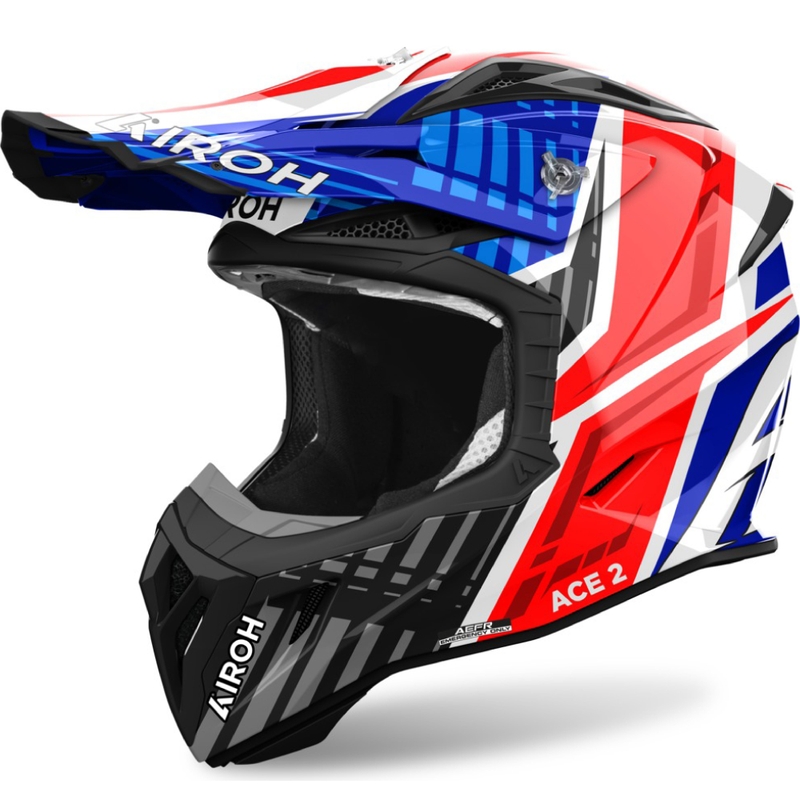 Motocross hjelm Airoh Aviator Ace 2 Stream blå-rød blank