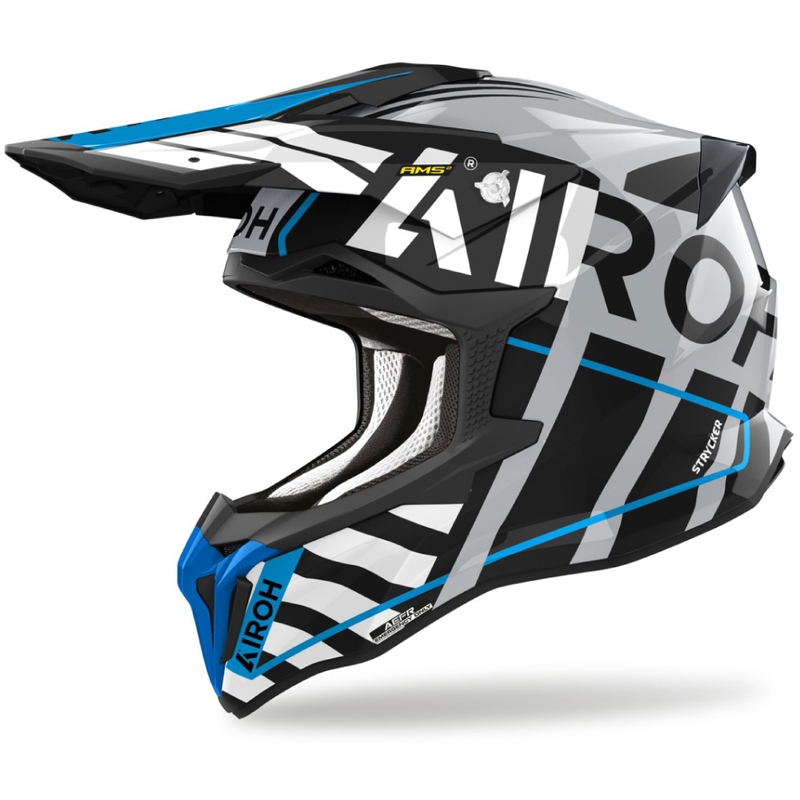 Motocrosshjelm Airoh Strycker Brave 2024 blank blågrå udsalg