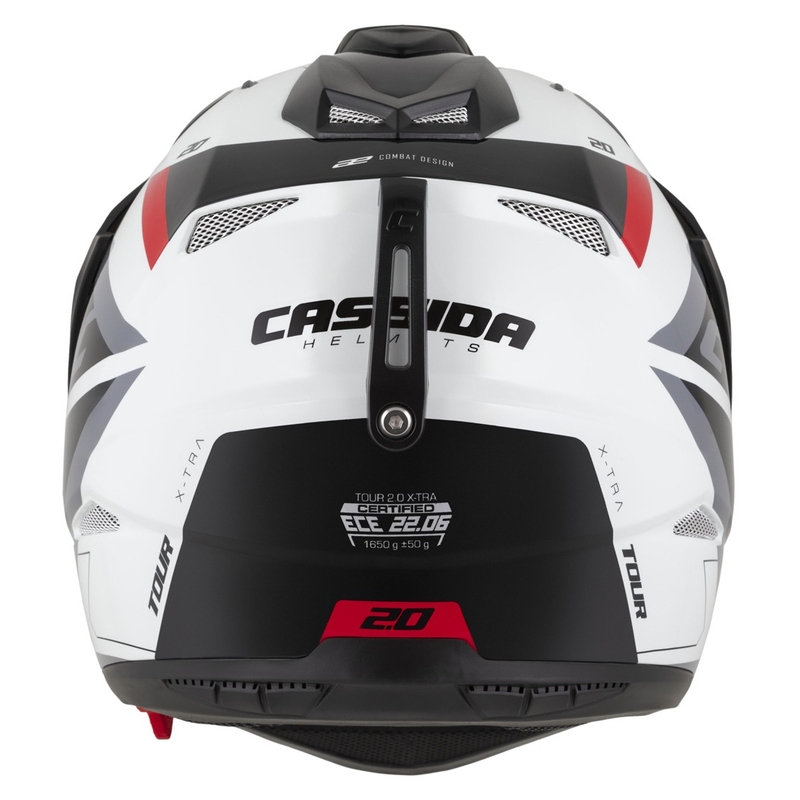 Endurohjelm Cassida Tour 2.0 X-tra hvid-rød-sort med sort, mat visir