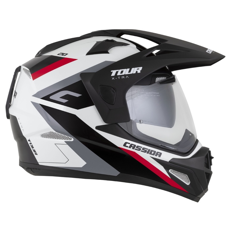 Endurohjelm Cassida Tour 2.0 X-tra hvid-rød-sort med sort, mat visir
