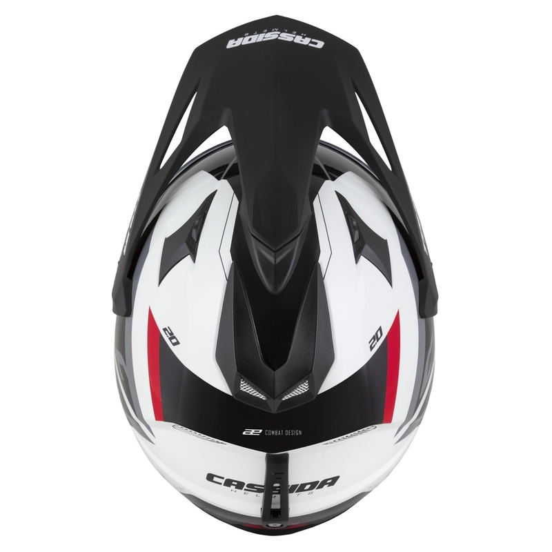 Endurohjelm Cassida Tour 2.0 X-tra hvid-rød-sort med sort, mat visir