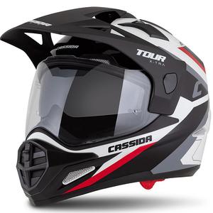 Endurohjelm Cassida Tour 2.0 X-tra hvid-rød-sort med sort, mat visir