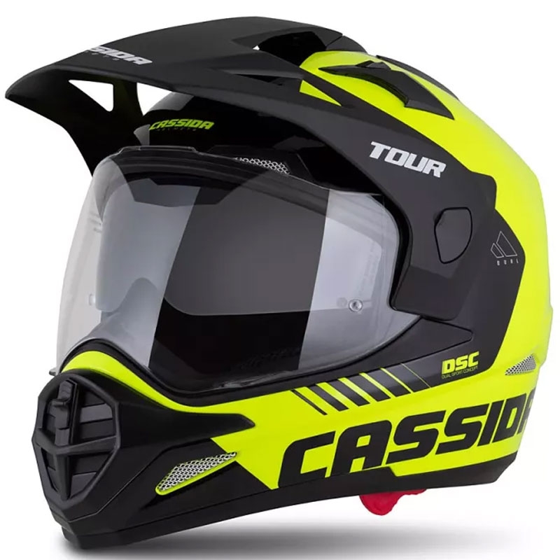 Endurohjelm Cassida Tour 2.0 Dual fluogul-sort med sort, mat visir