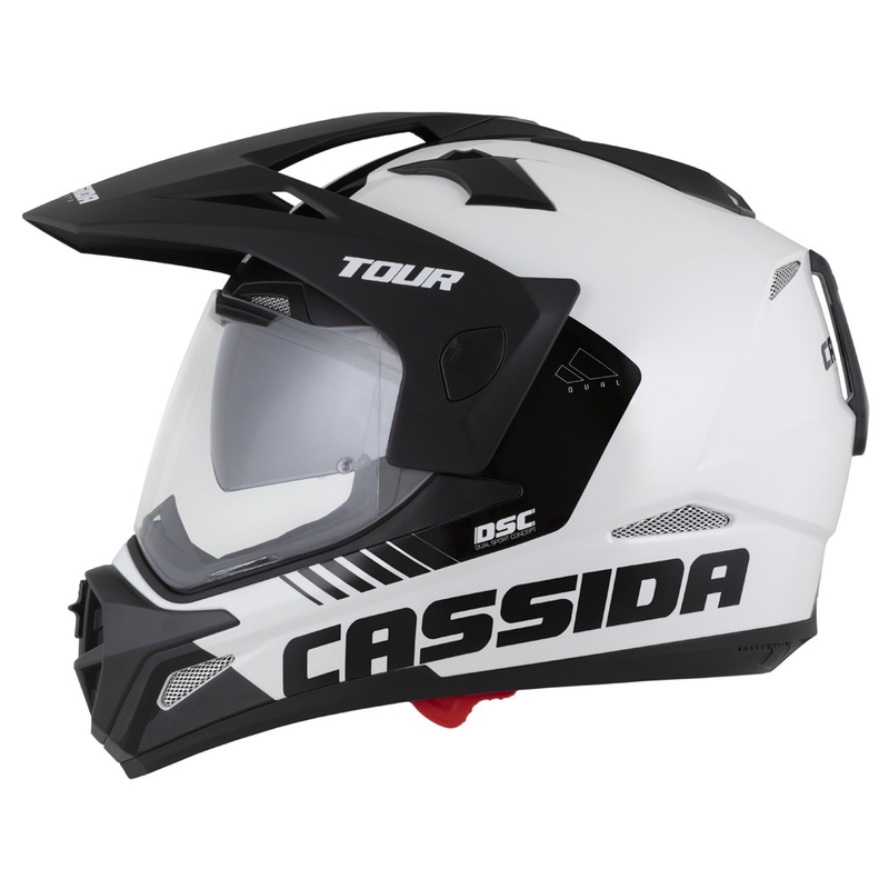 Endurohjelm Cassida Tour 2.0 Dual hvid-sort med sort, mat visir