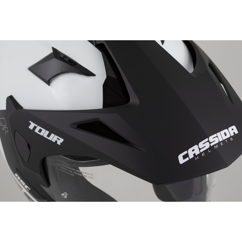 Endurohjelm Cassida Tour 2.0 Dual hvid-sort med sort, mat visir