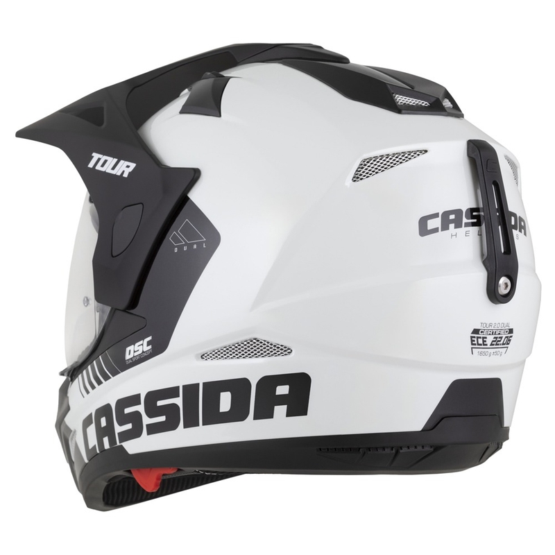 Endurohjelm Cassida Tour 2.0 Dual hvid-sort med sort, mat visir