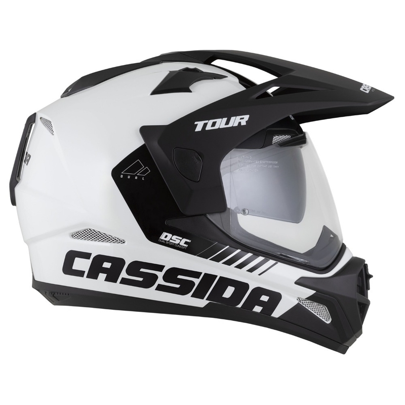 Endurohjelm Cassida Tour 2.0 Dual hvid-sort med sort, mat visir