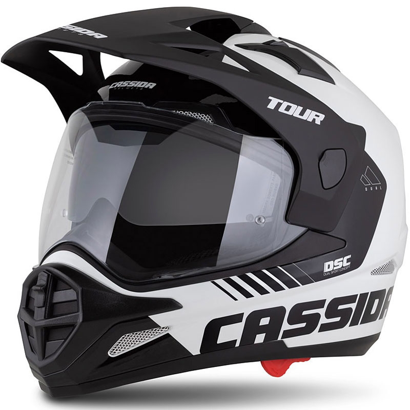 Endurohjelm Cassida Tour 2.0 Dual hvid-sort med sort, mat visir