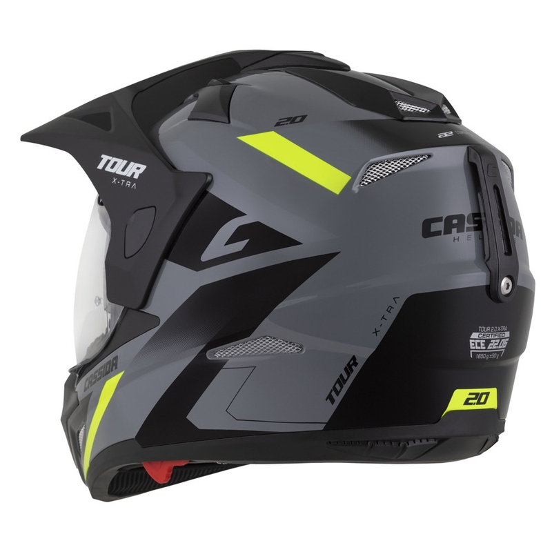 Endurohjelm Cassida Tour 2.0 X-tra grå-fluogul-sort med sort, mat visir