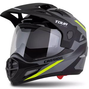 Endurohjelm Cassida Tour 2.0 X-tra grå-fluogul-sort med sort, mat visir