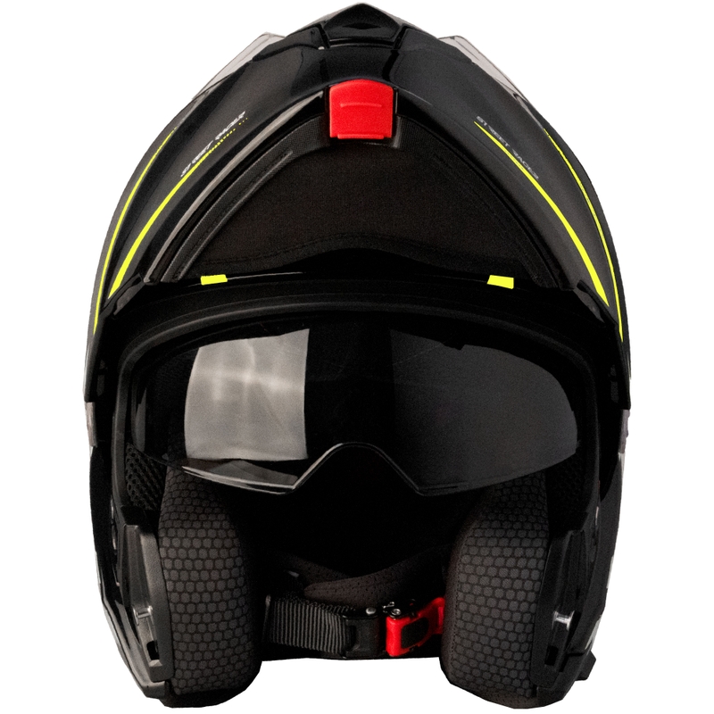 Street Racer Fury flip-up motorcykelhjelm sort-fluo gul