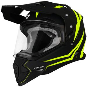 Enduro-motorcykelhjelm Street Racer Ignite mat sort-fluogul