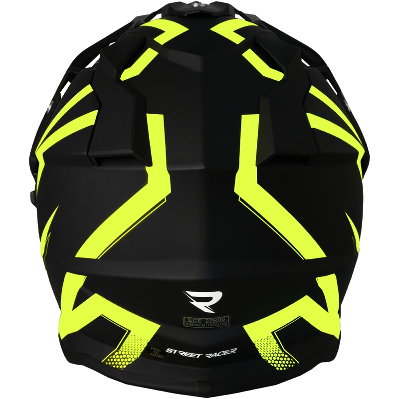Enduro motorcykelhjelm Street Racer Ignite mat sort-fluo gul