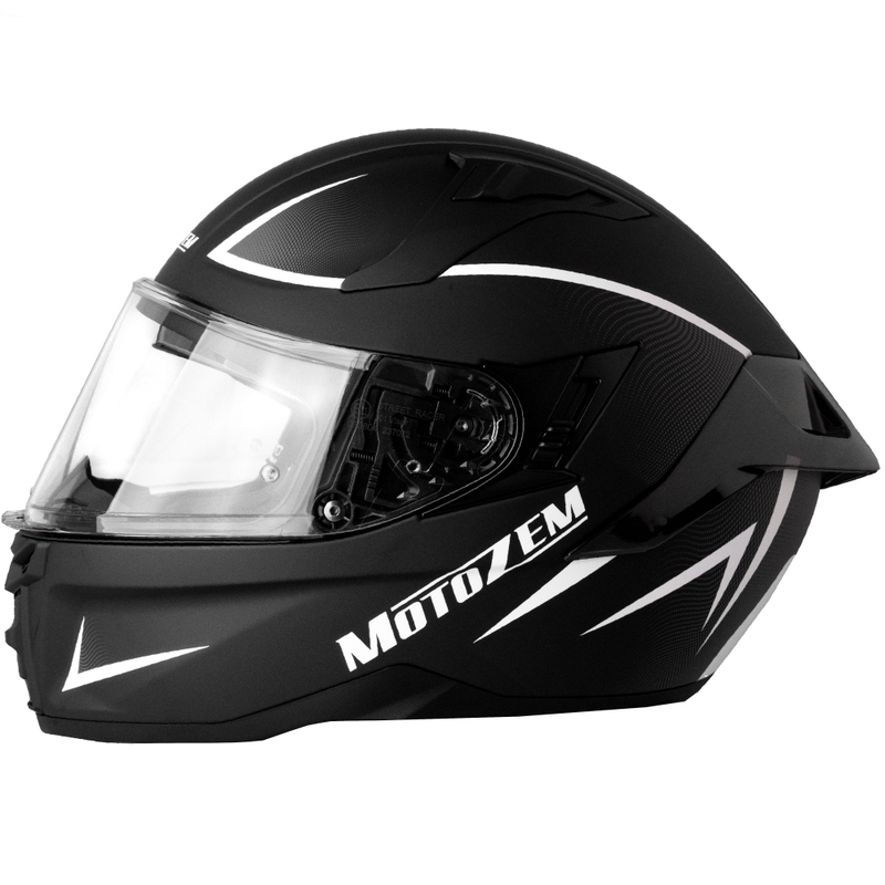 Integreret motorcykelhjelm Motozem Guardian mat sort-hvid-grå