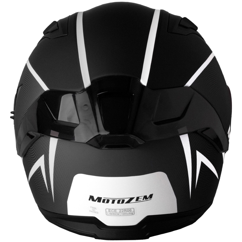 Integreret motorcykelhjelm Motozem Guardian mat sort-hvid-grå