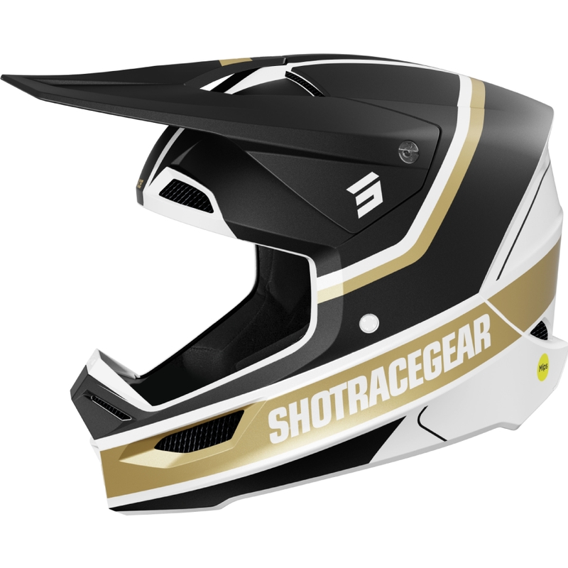 Motocrosshjelm Shot Race Mythic mat sort-guld